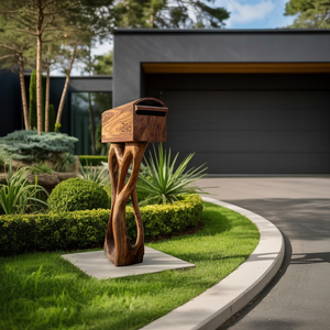 Modern Wooden Sculpture Mailbox For Patio Unique Garden Decoration