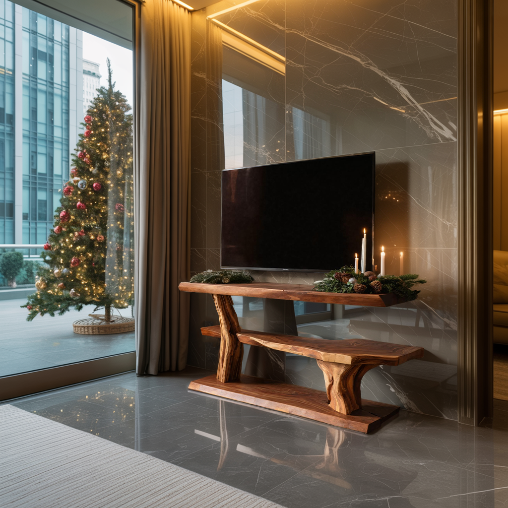 Modern Solid Wood TV Console For Christmas Living Room Decor