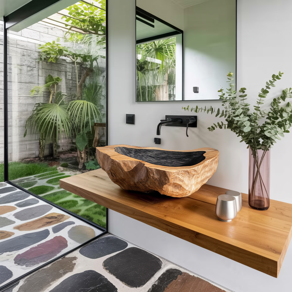 Farmhouse Handcrafted Wood Wash Basin For Bathroom Vanity