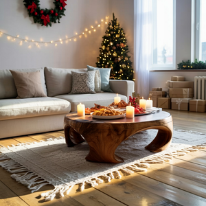 Farmhouse Wooden Coffee Table For Living Room Holiday Decoration