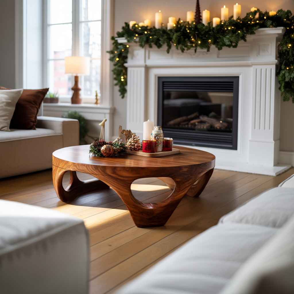 Rustic Wooden Coffee Table For Living Room Christmas Decoration