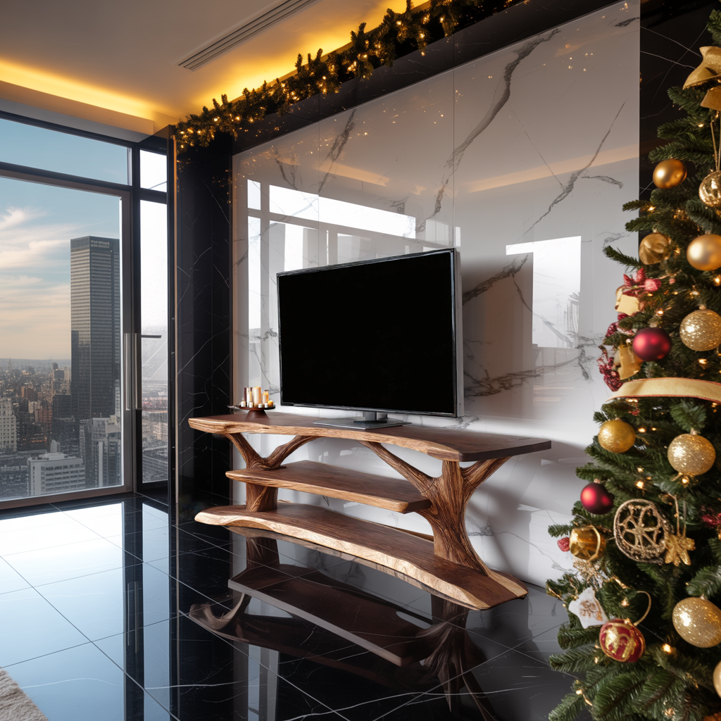 Modern Solid Wood TV Console For Festive Christmas Furniture