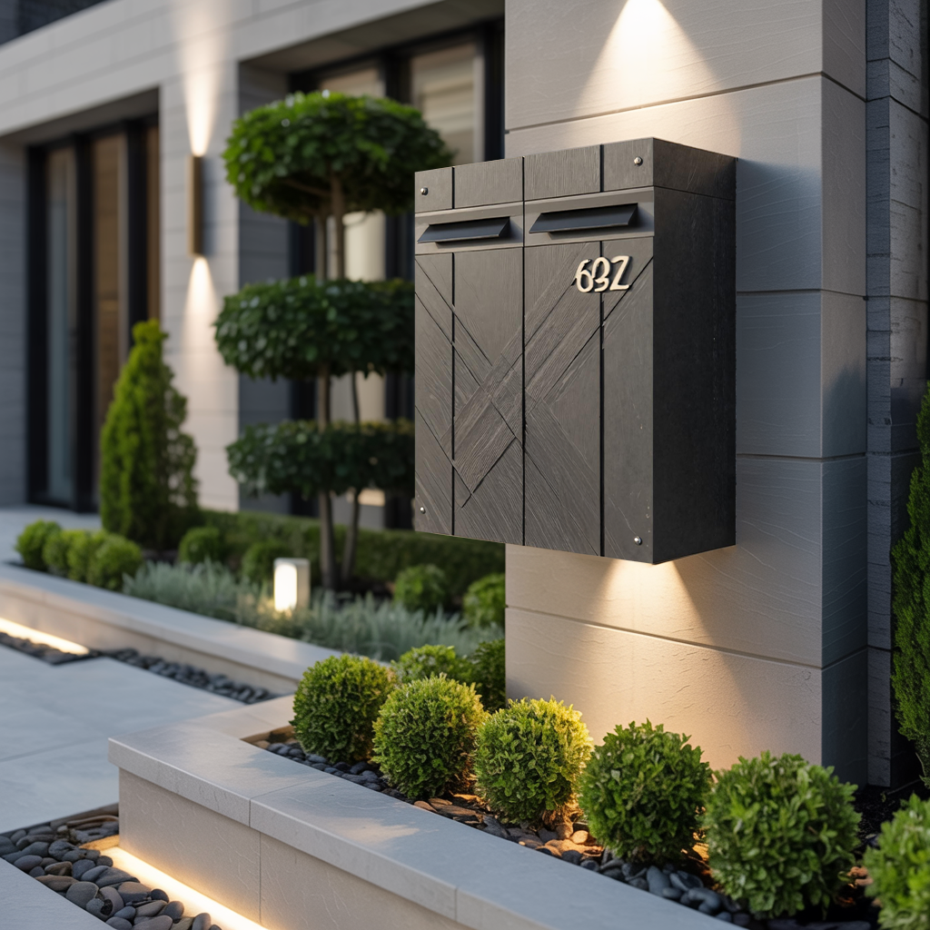 Modern Solid Wood Sculpture Mailbox For Outdoor Rustic Patio Design