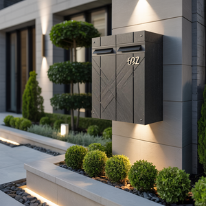 Modern Solid Wood Sculpture Mailbox For Outdoor Rustic Patio Design