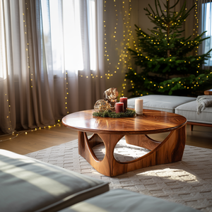 Rustic Solid Wood Low Coffee Table For Christmas Living Room Decor