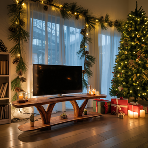 Farmhouse Solid Wood TV Console For Cozy Holiday Decoration