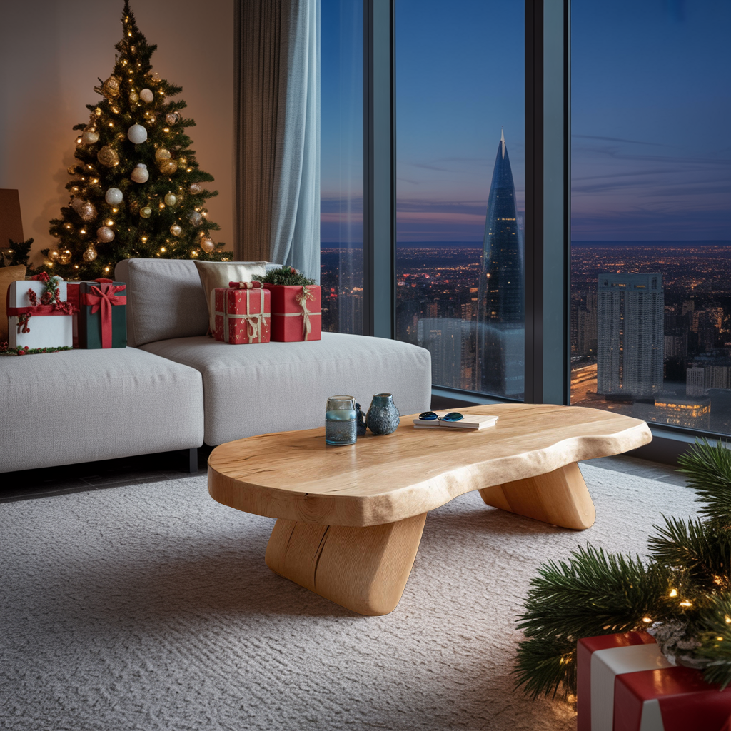 Modern Handcrafted Wooden Coffee Table For Holiday Living Room Design