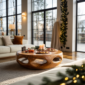 Rustic Solid Wood Low Coffee Table For Cozy Christmas Furniture