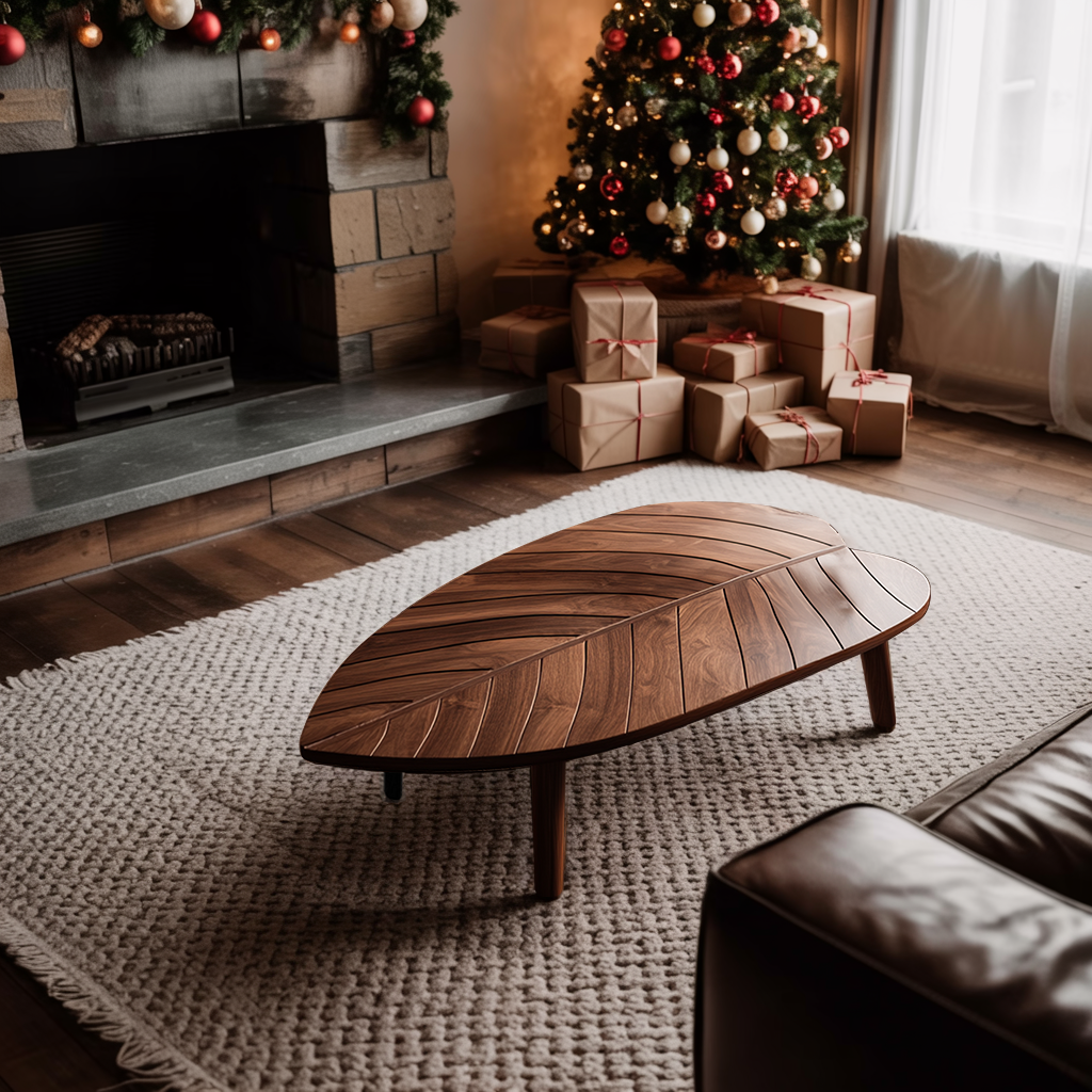 Mid Century Solid Wood Coffee Table For Cozy Christmas Decoration
