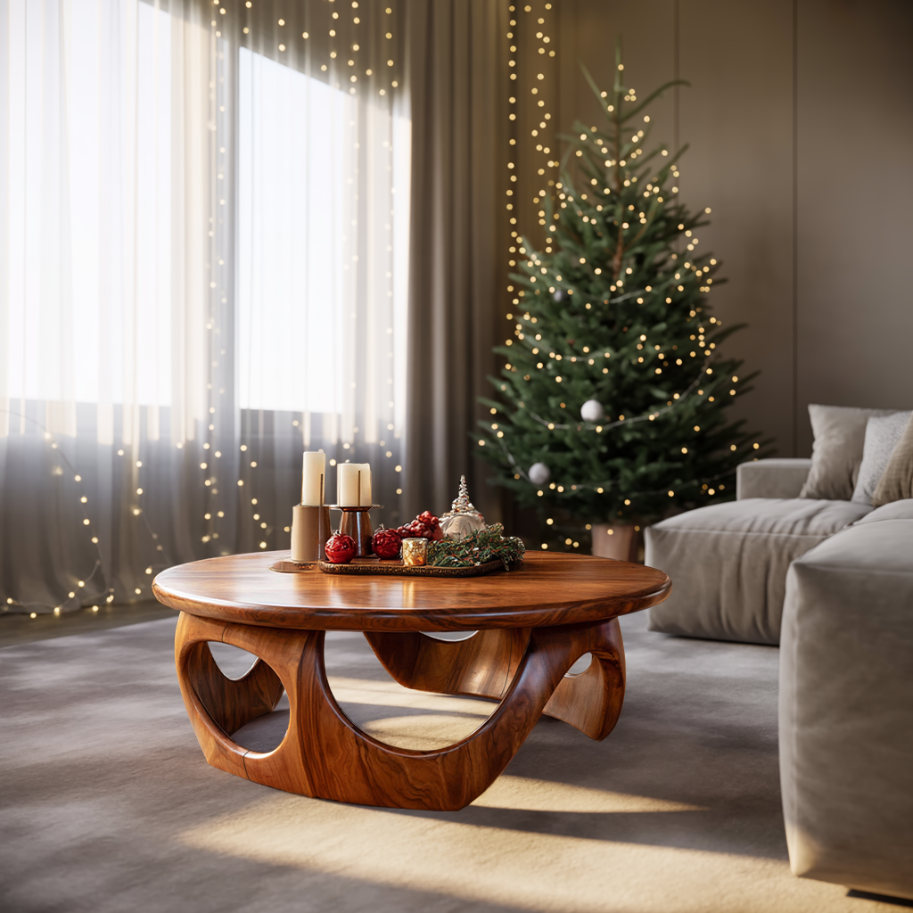 Handcrafted Wooden Coffee Table For Living Room Christmas Style