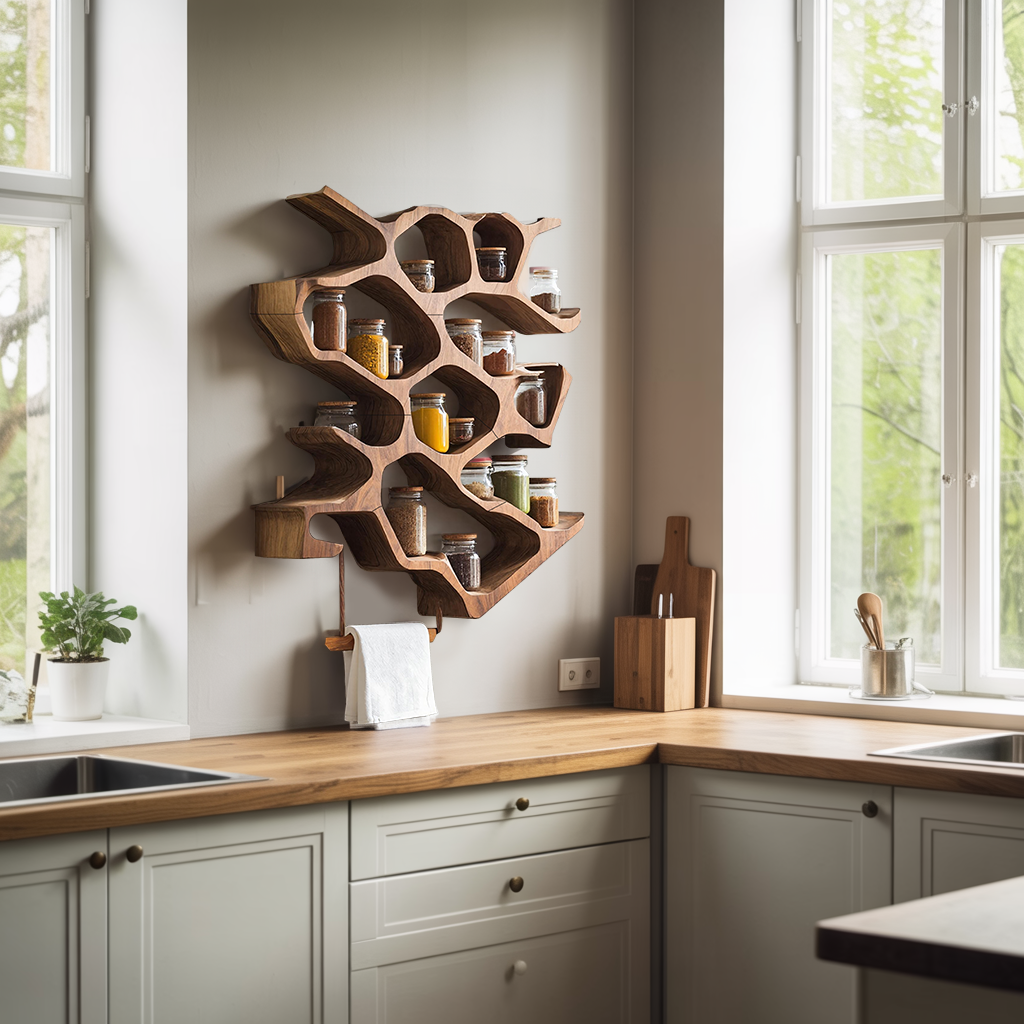 Rustic Entryway Design With Handcrafted Spice Cabinet