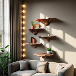 Handcrafted Live Edge Mushroom Shelf For Entryway Design
