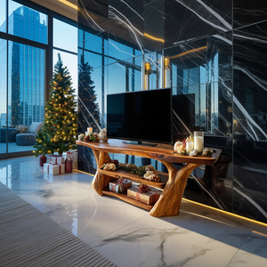 Modern Live Edge Entryway TV Stand For Cozy Christmas Decor