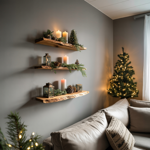 Handcrafted Solid Wood Floating Shelf For Festive Entryway Design