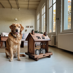 Farmhouse Style Dog Food Bowl Stand For Kitchen