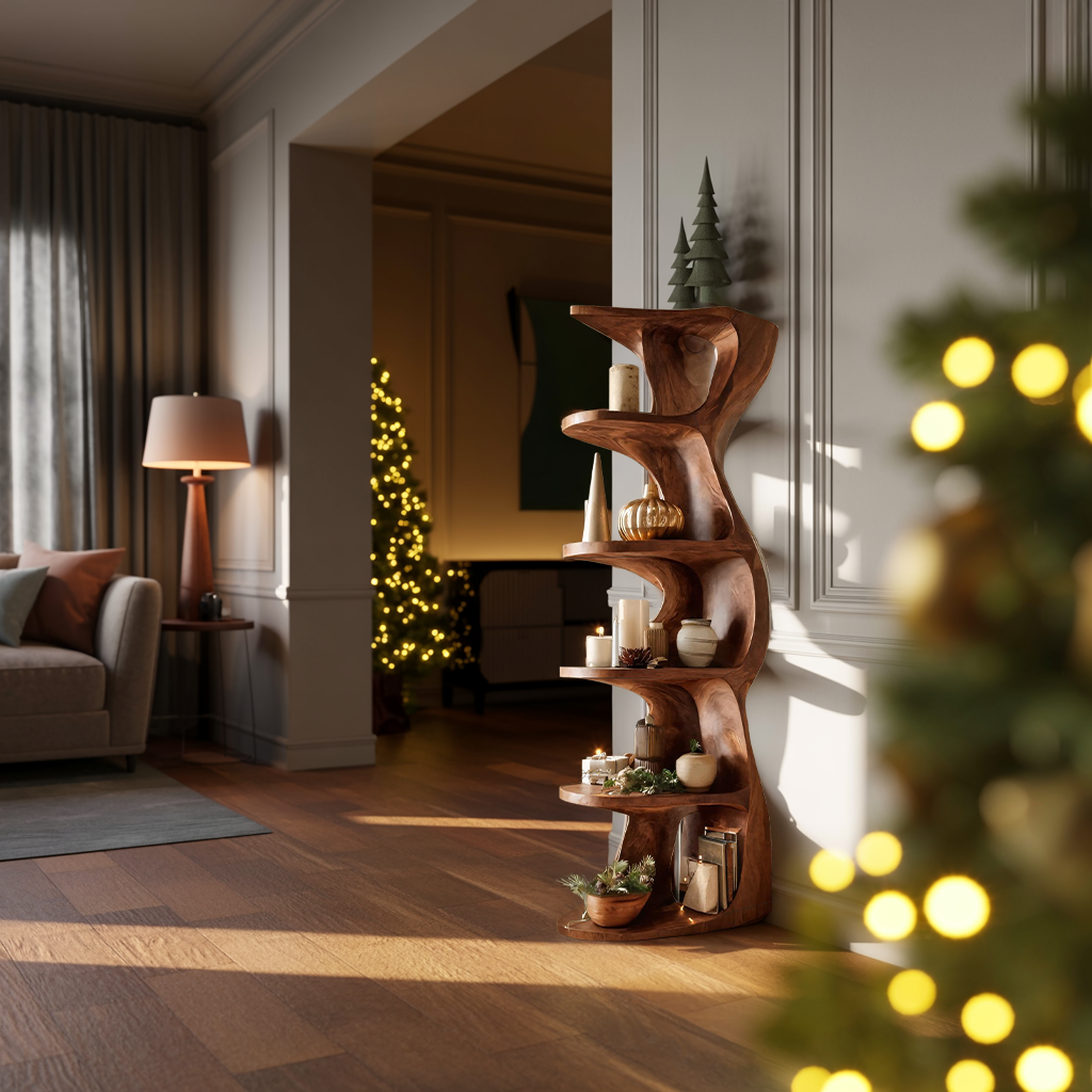 Rustic Handcrafted Standing Shelf For Home Décor