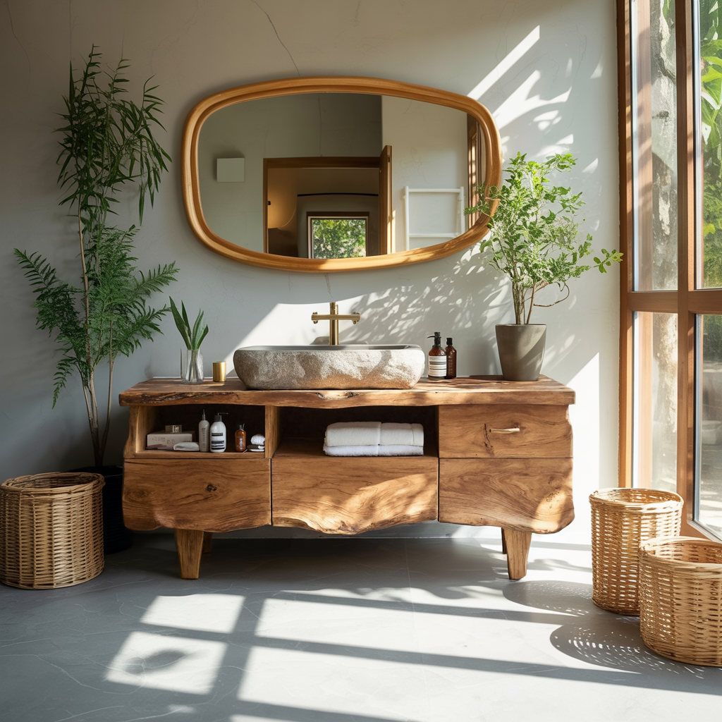 Farmhouse Wooden Vanity For Bathroom Interior Design