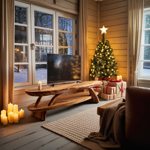 Modern Wooden Live Edge TV Console For Winter Living Room