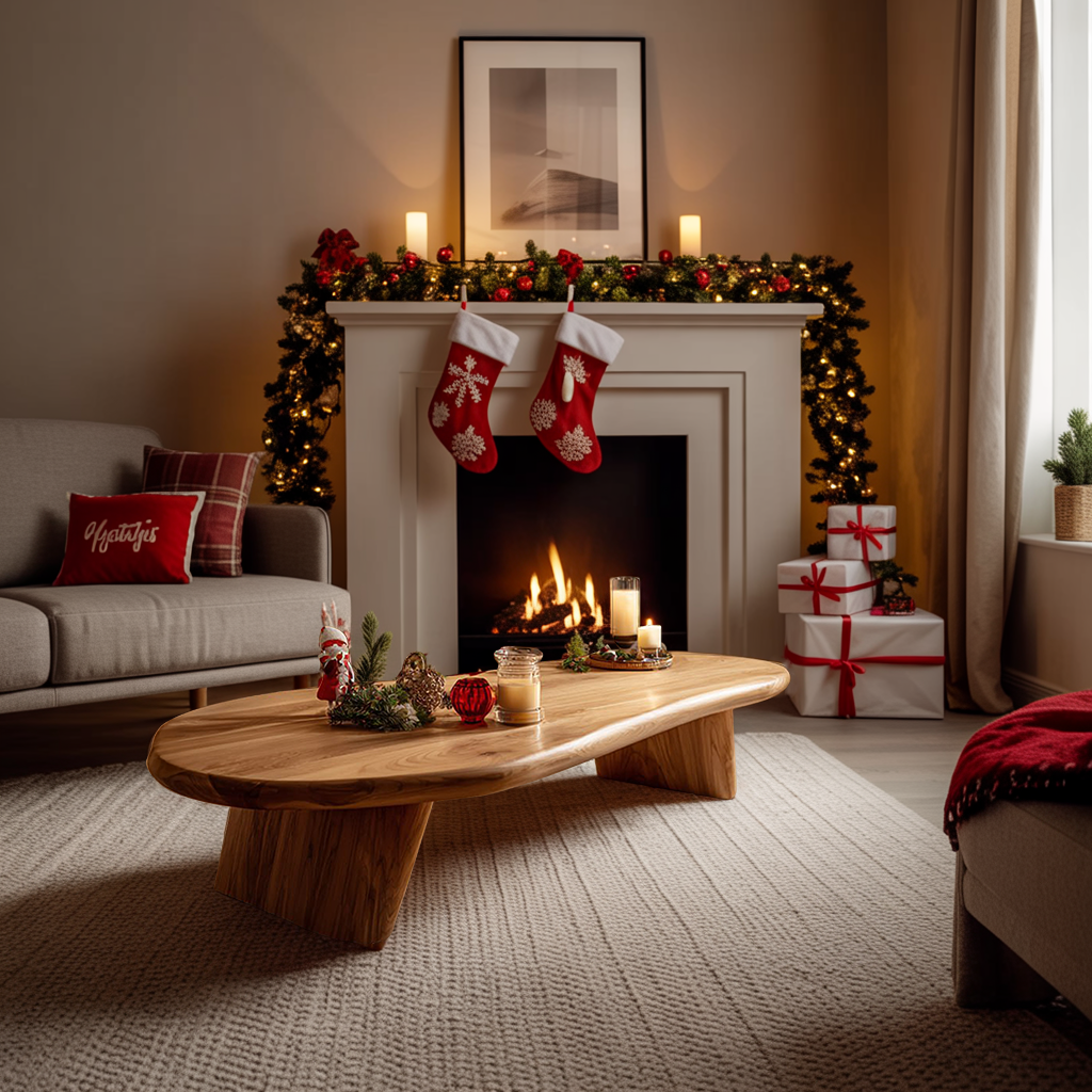 Modern Live Edge Coffee Table For Christmas Entryway Accent