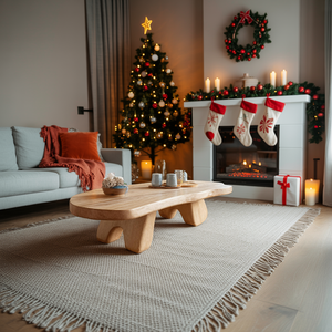 Rustic Wooden Live Edge Coffee Table For Holiday Furniture Decoration