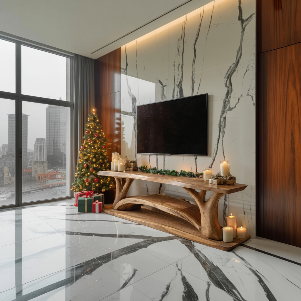 Farmhouse Solid Wood TV Console For Christmas Furniture Design