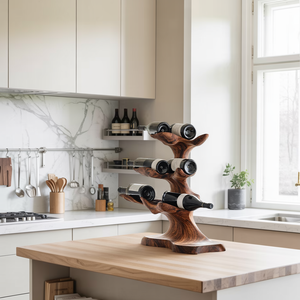 Rustic Wine Rack For Kitchen Decor With Vintage Charm