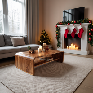 Mid Century Handcrafted Wooden Coffee Table For Christmas Entryway