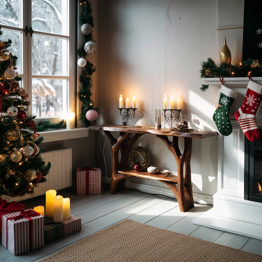 Modern Live Edge Entryway Table For Xmas Bedroom Seasonal Holiday Furniture