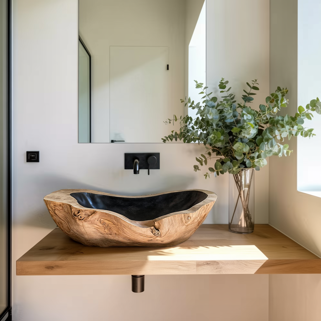 Handcrafted Wooden Vessel Sink For Bathroom Art Decor