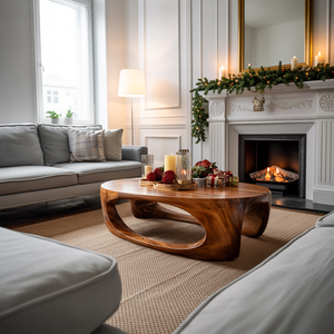 Farmhouse Solid Wood Low Coffee Table For Cozy Holiday Furniture