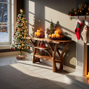 Handcrafted Solid Wood Console Table For Christmas Furniture Entryway Decor