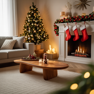 Rustic Solid Wood Coffee Table For Holiday Decoration