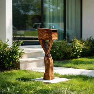 Modern Solid Wood Sculpture Mailbox For Garden Yard Decoration