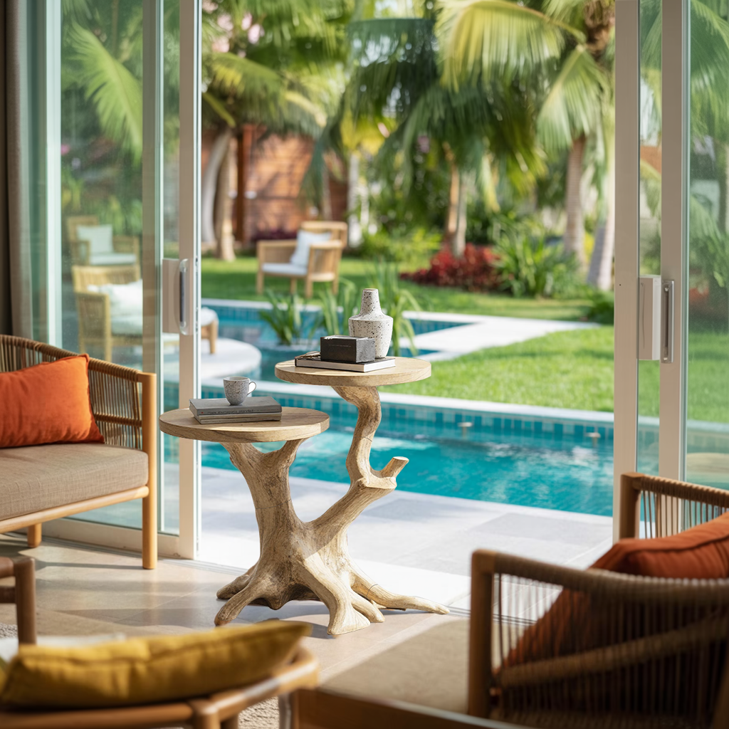 Handcrafted Round End Table Living Room Decor