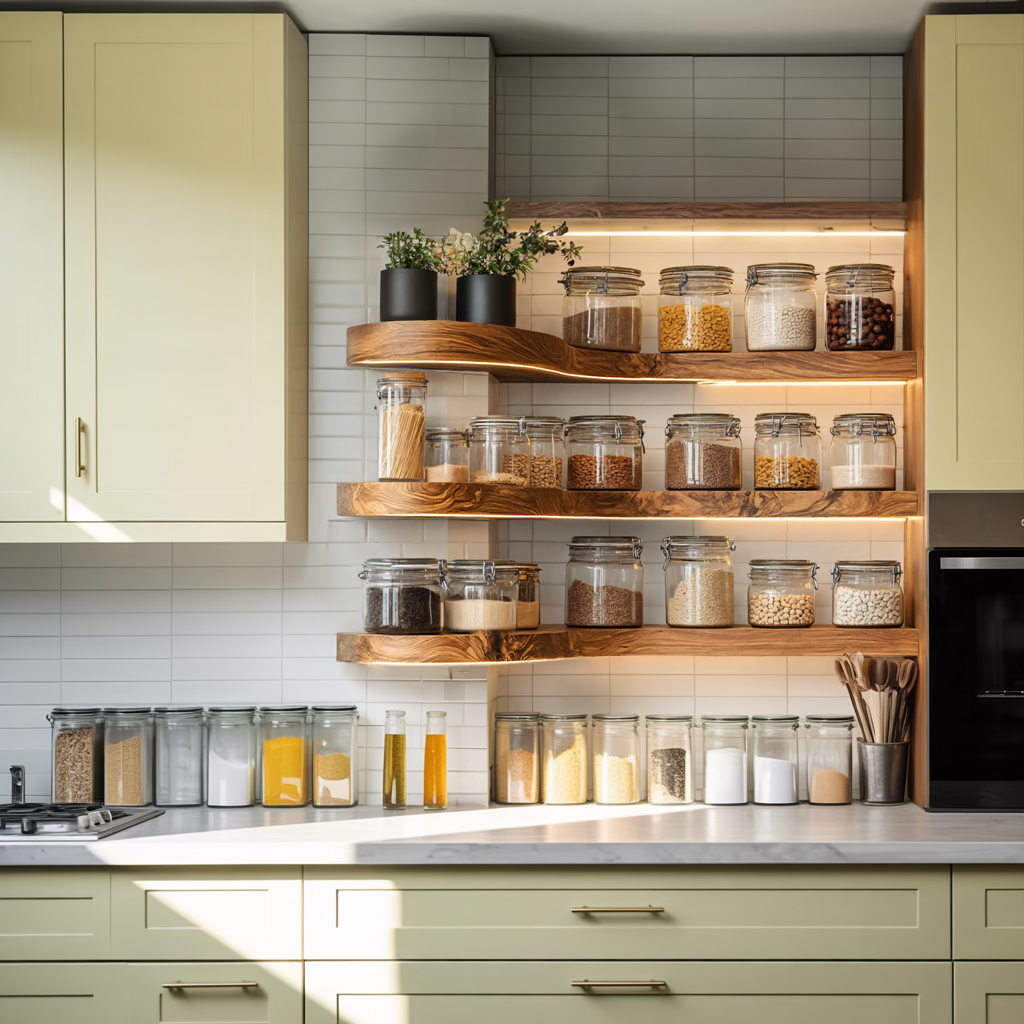 Mid Century Handmade Spice Storage For Kitchen Wall