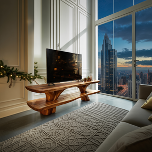 Farmhouse Wooden Live Edge TV Console For Winter Decor Style