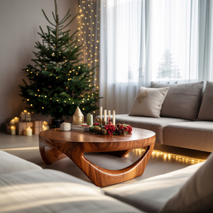 Mid Century Solid Wood Low Coffee Table For Holiday Entryway Decor