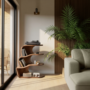 Farmhouse Wooden Record Player Cabinet For Entryway