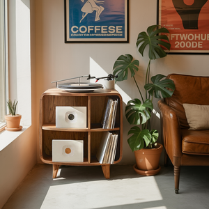 Mid Century Record Stand With Storage For Livingroom