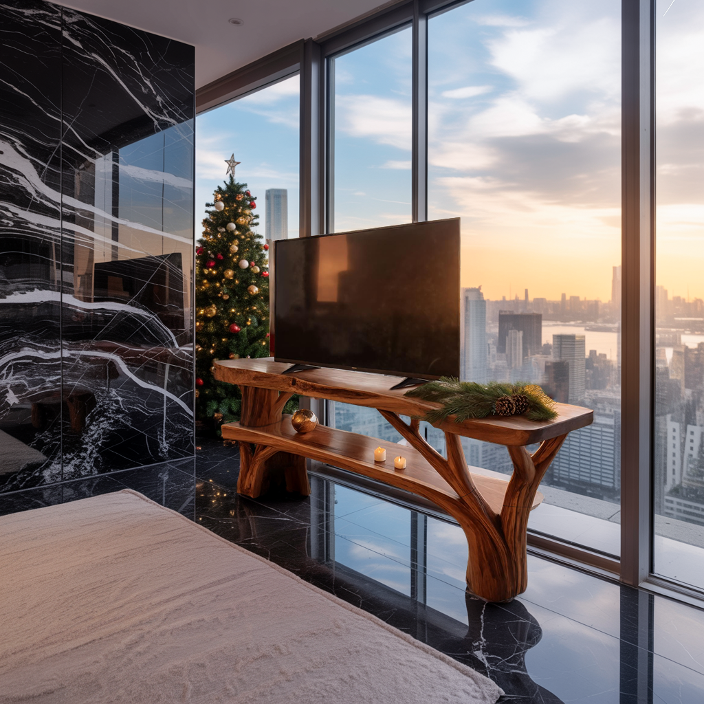 Farmhouse Live Edge TV Stand For Cozy Winter Furniture Decor