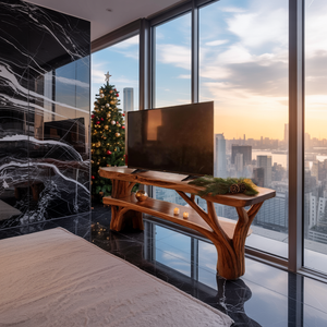 Farmhouse Live Edge TV Stand For Cozy Winter Furniture Decor