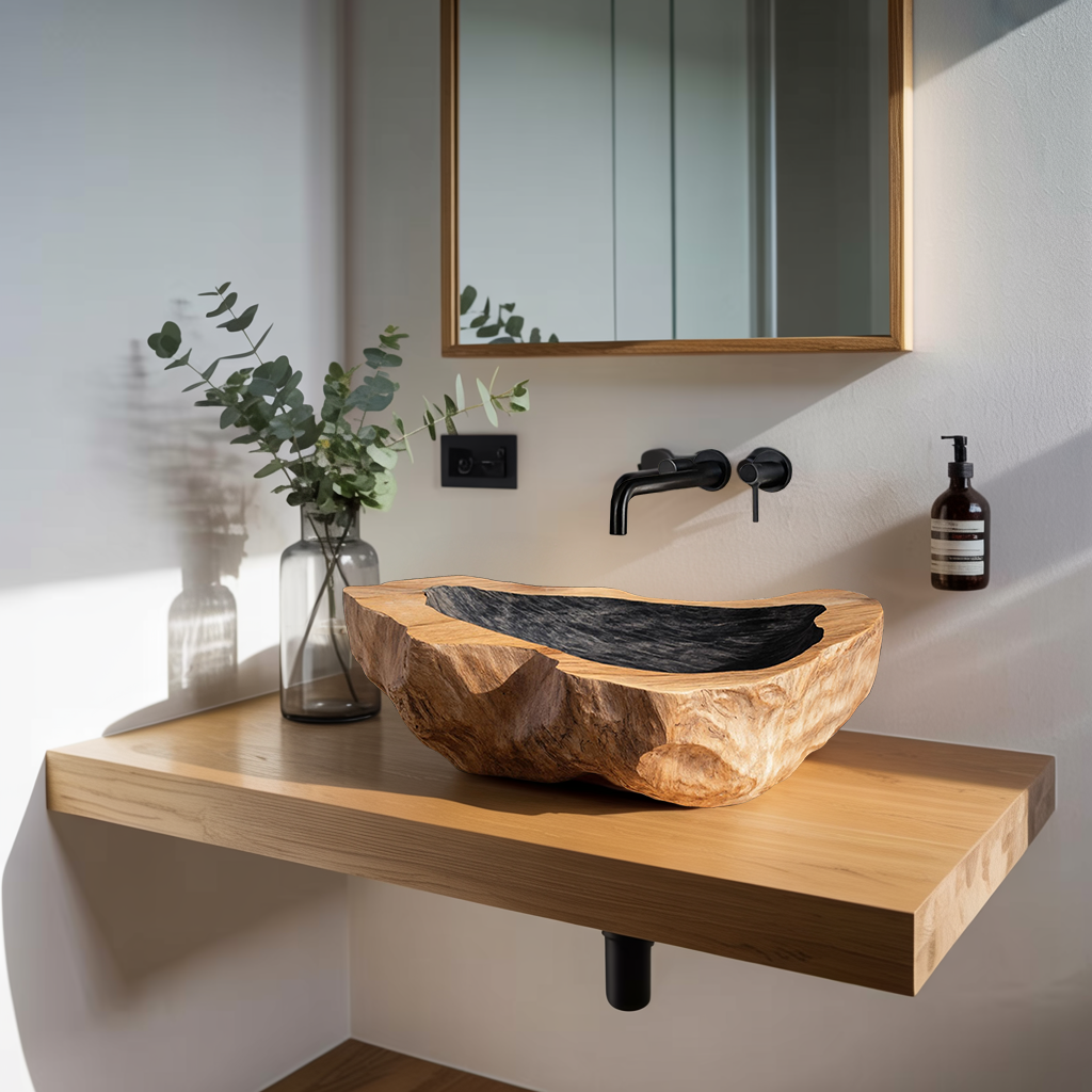 Farmhouse Handcrafted Wood Wash Basin For Bathroom Vanity