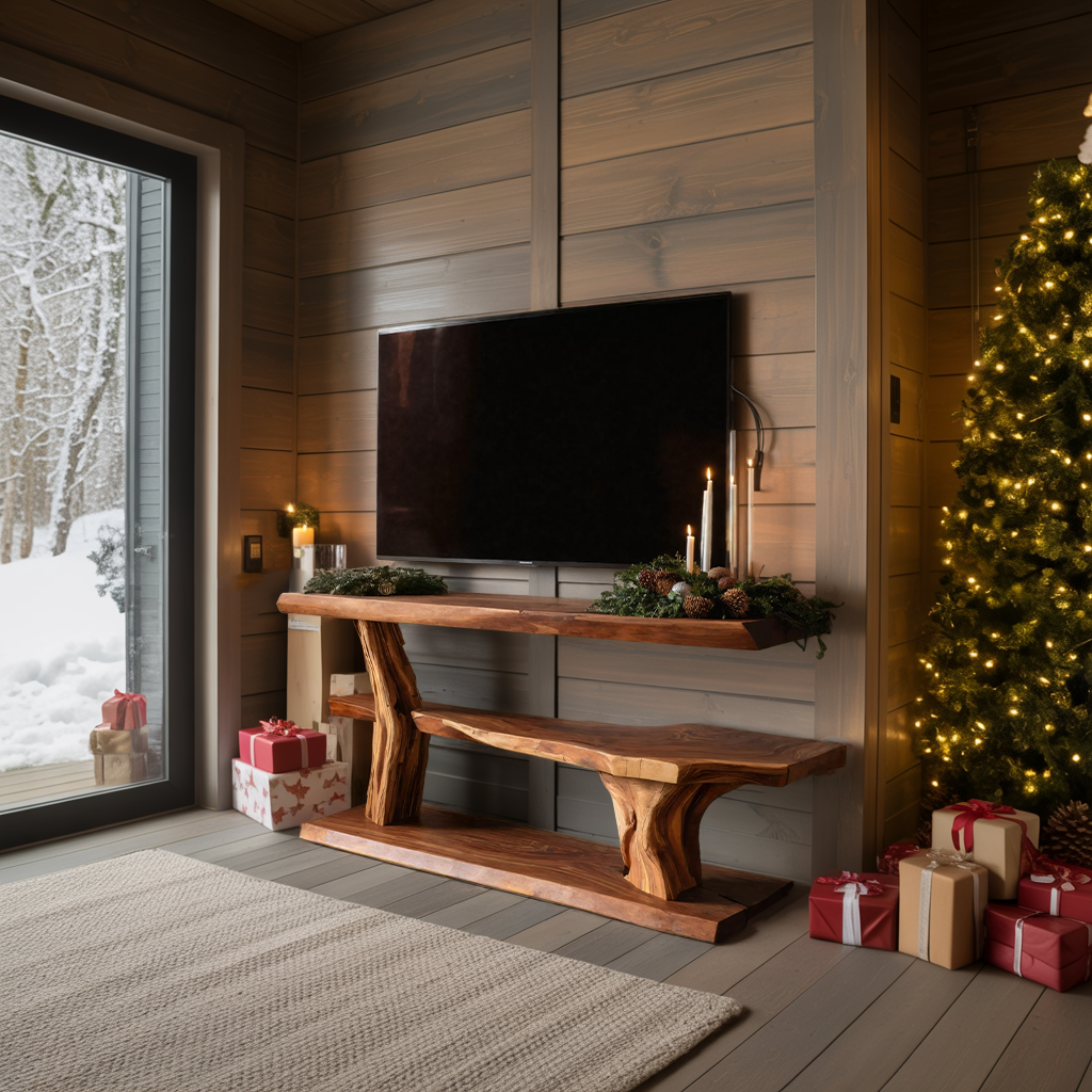 Modern Solid Wood TV Console For Christmas Living Room Decor