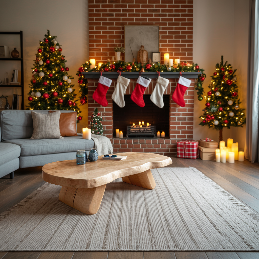 Modern Handcrafted Wooden Coffee Table For Holiday Living Room Design