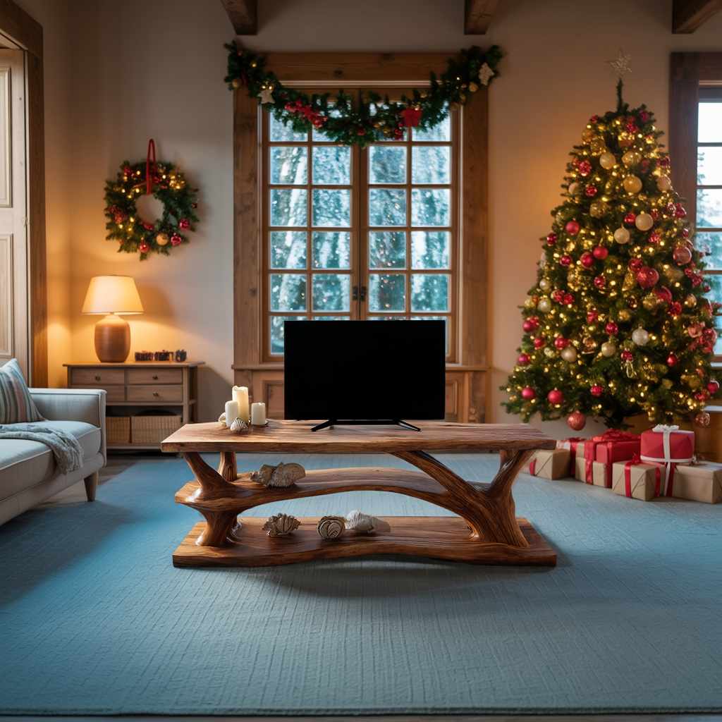 Modern Solid Wood TV Console For Winter Home Decoration