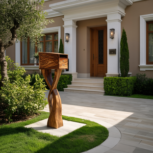Modern Solid Wood Sculpture Mailbox For Garden Yard Decoration
