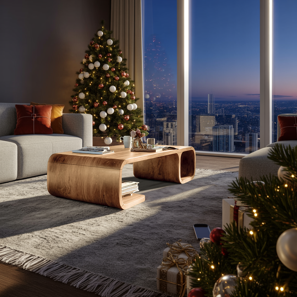 Modern Wooden Live Edge Coffee Table For Christmas Furniture Style