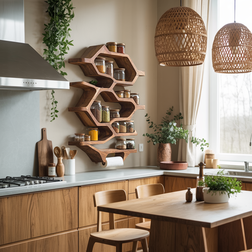 Handcrafted Wooden Rack For Kitchen Spice Organization