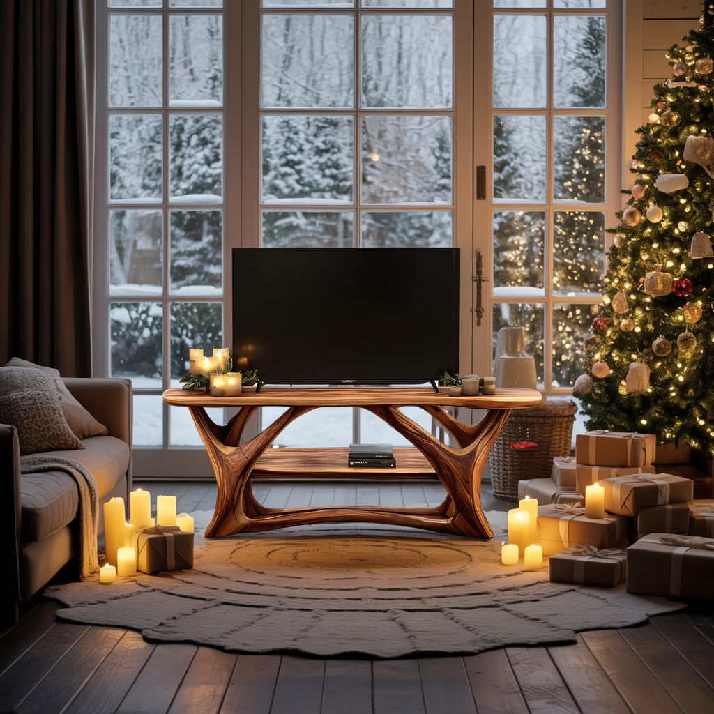 Farmhouse Live Edge TV Stand For Festive Living Room Decor