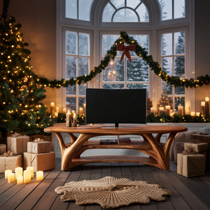Farmhouse Live Edge Entryway TV Stand For Christmas Design